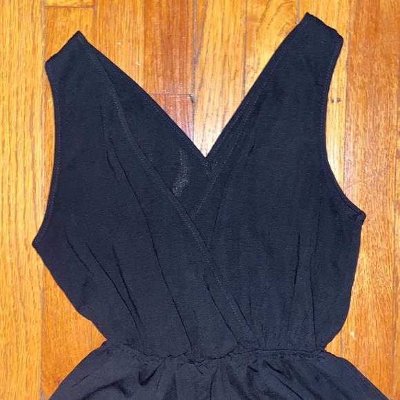 Black Lace Romper with Wrap V-Neckline - Picture 3 of 5